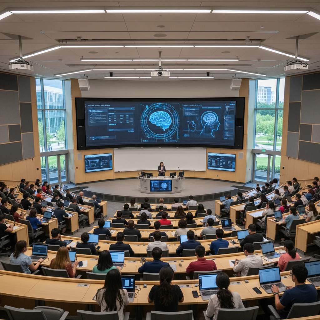 Giảng đường đại học Mỹ, công nghệ giảng dạy tiên tiến.