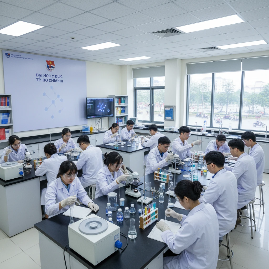 Hình ảnh sinh viên y khoa thực hành tại đại học y dược TP.HCM