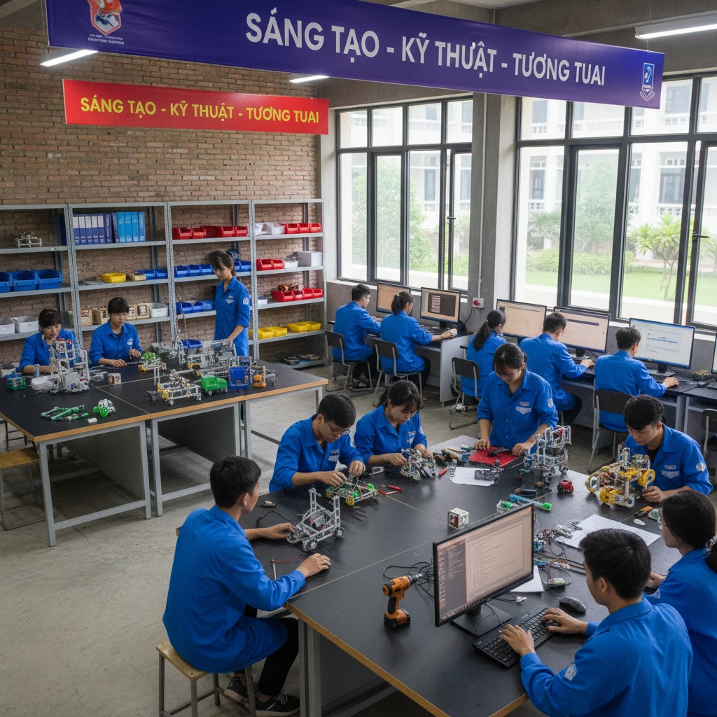 Sinh viên đại học làm dự án kỹ thuật