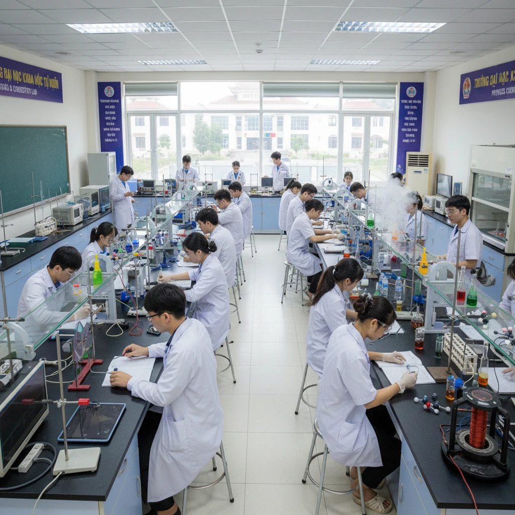 Sinh viên đại học thực hành khoa học tự nhiên